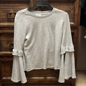 Candie's Gray Bell Sleeve Crop Blouse